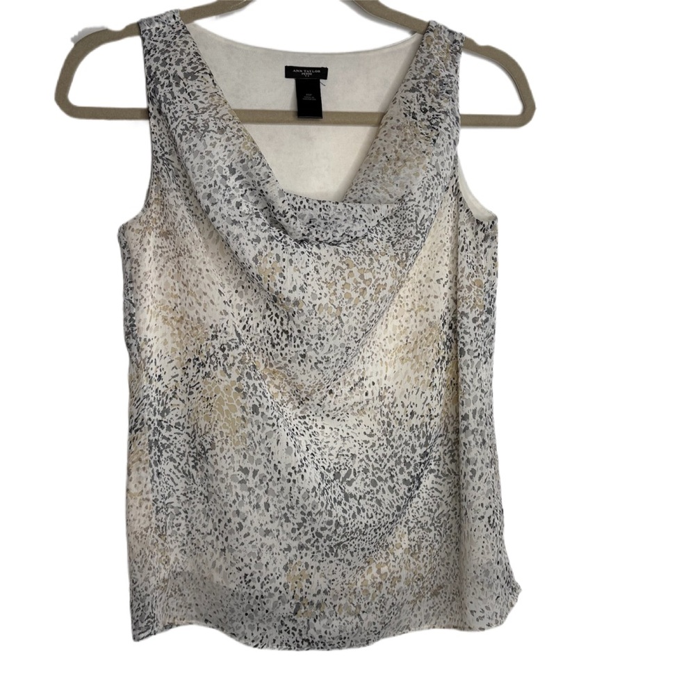 Ann Taylor Cream & Gray Cowl Neck Sleeveless Camisole XSP